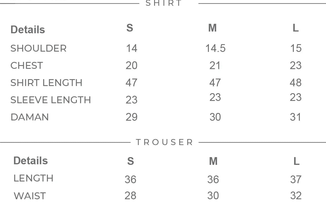 Crimson Size Chart